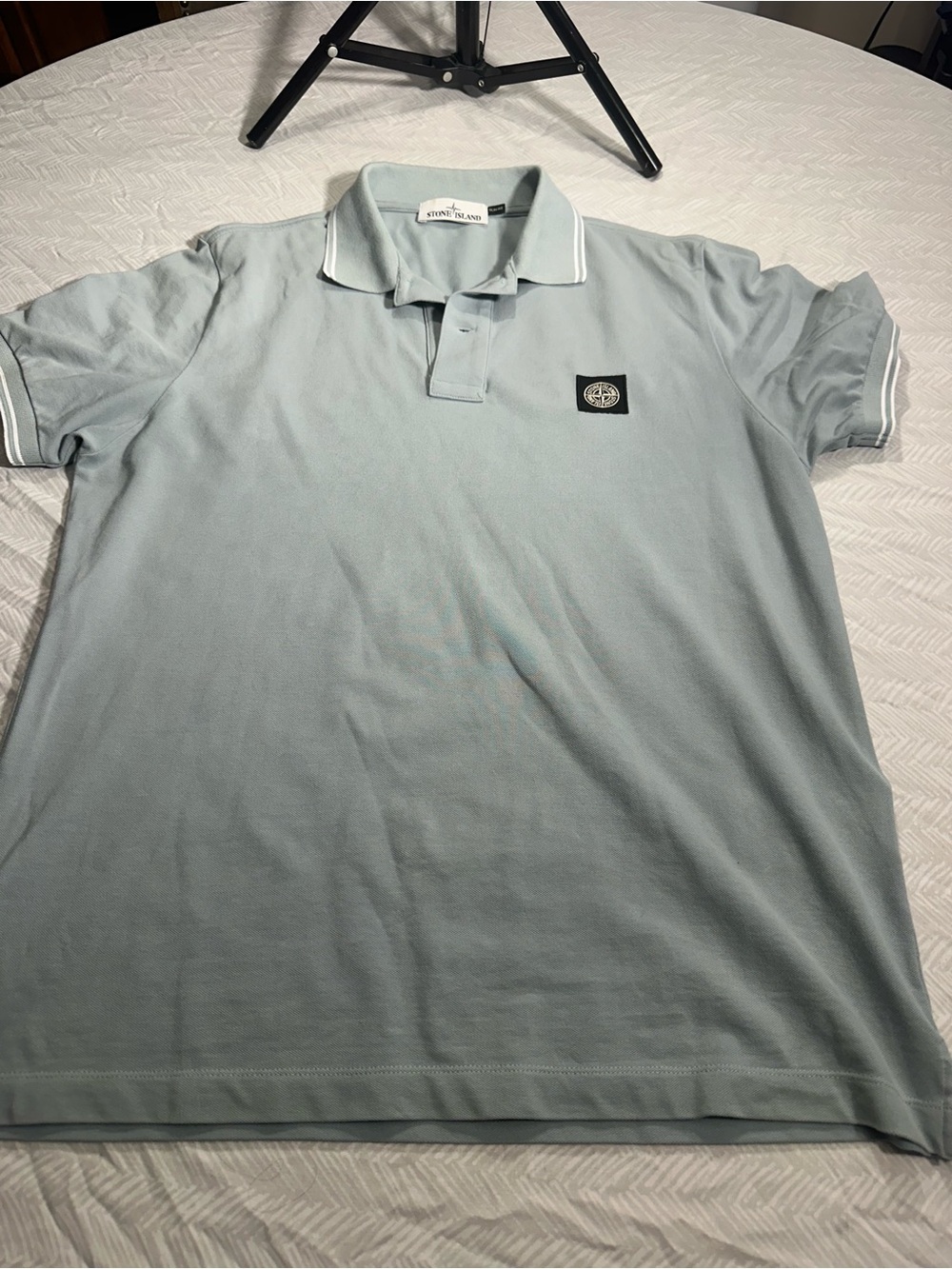 Stone Island Light Green Organic Cotton Pique Polo T-Shirt size Large